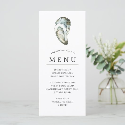 Oyster Pearl Party | Dual Oysters Opal Thema Menu (Staand voorkant)