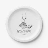 Oyster Pearl Party | zwart-wit Papieren Bordje (Voorkant)
