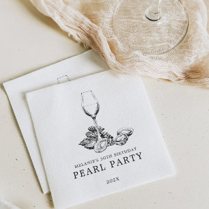 Oyster Pearl Party   Zwart-Wit Servet