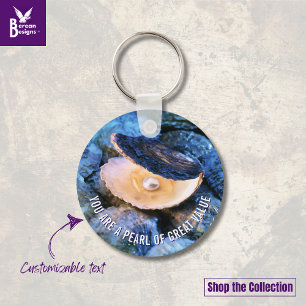 Oyster Pearl van grote waarde op maat Christelijk Sleutelhanger