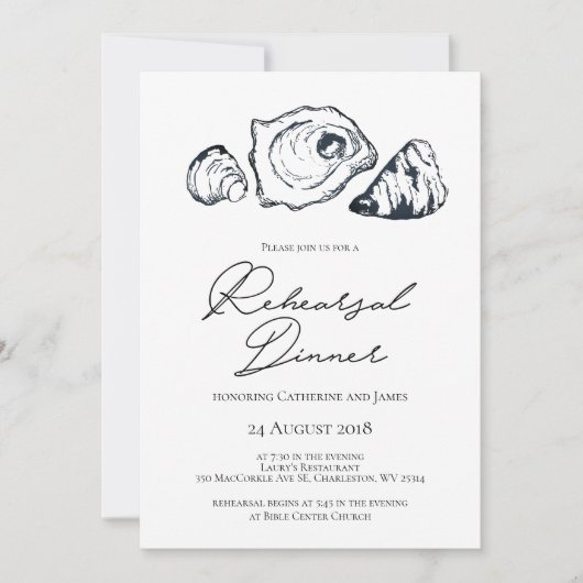 Oyster Rehearsal Dinner Invitation Kaart (Voorkant)