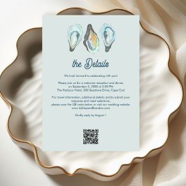 Oyster Roast Coastal Seaside Watercolor Wedding Informatiekaartje