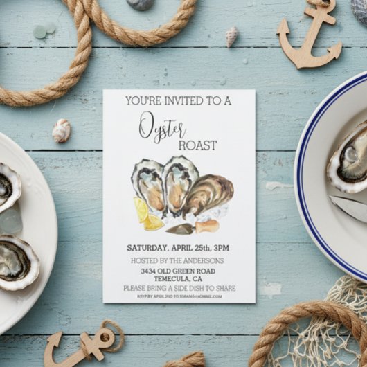 Oyster Roast Invitation Aquarelle Cookout