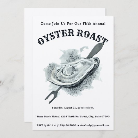 Oyster Roast Invitation Sjabloon Kaart (Voorkant / Achterkant)