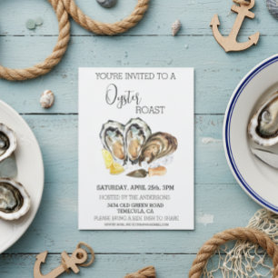 Oyster Roast Invitation Waterverf Cookout Kaart