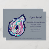 Oyster Roast Party Invitation - Dove Grey Kaart (Voorkant / Achterkant)