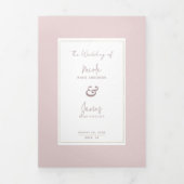 Oyster Roze & Goud Modern Minimal Wedding Drieluik Uitnodiging (Cover)