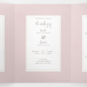 Oyster Roze & Goud Modern Minimal Wedding Drieluik Uitnodiging (Binnenkant midden)