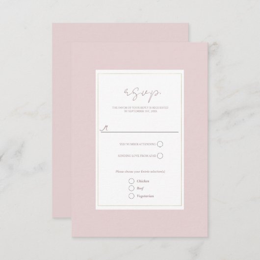 Oyster Roze & Goud Modern Minimale bruiloft RSVP (Voorkant / Achterkant)