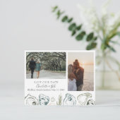 Oyster Save the Dates met foto's Date (Staand voorkant)