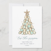 Oyster Shell Tree Coastal Christmas Photo Feestdagenkaart (Voorkant)