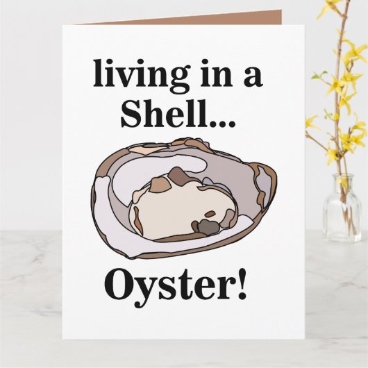 Oyster Shellfish Funny Kaart (Gele Bloem)