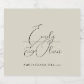 Oyster Shells Wedding Sparkling Wijnetiket (Enkel label)