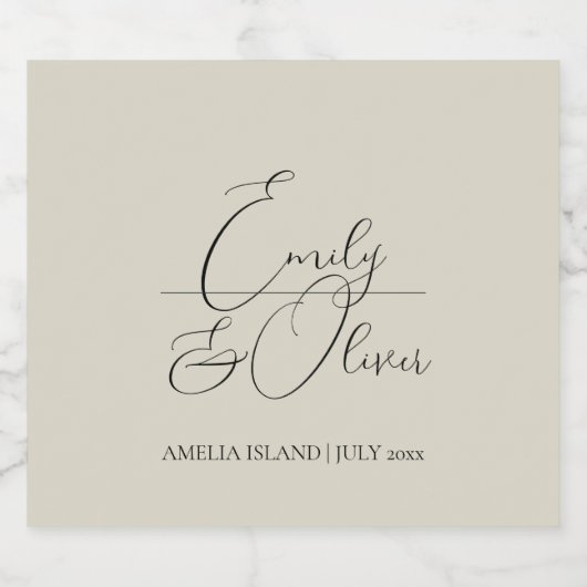 Oyster Shells Wedding Sparkling Wijnetiket (Enkel label)