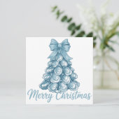 Oyster Tree Bow Preppy Merry Christmas Coquette Feestdagenkaart (Staand voorkant)