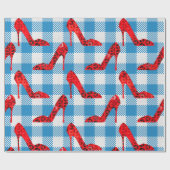 Oz Blue Gingham Ruby slippers Cadeaupapier (Vlak)