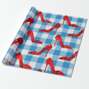 Oz Blue Gingham Ruby slippers Cadeaupapier