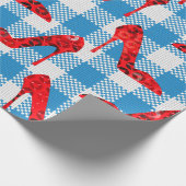 Oz Blue Gingham Ruby slippers Cadeaupapier (Hoek)