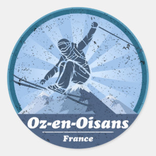 Oz-en-Oisans Skiër Ronde Sticker