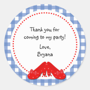 Oz Gingham Geboorte Feest Favor Sticker Labels