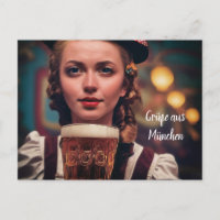O'Zapft wel. Frau im Dirndl mit Bier München Wiens