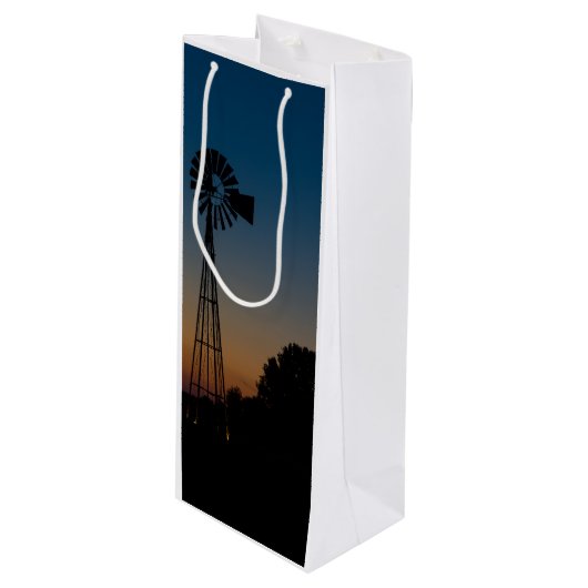 Ozark Sunset Windmill Wijn Cadeautas (Voorkant Gekanteld)