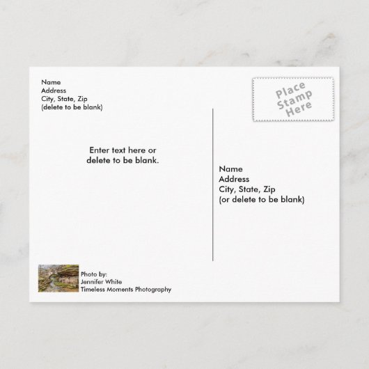 Ozarks Cascade sous Pont Carte postale (Dos)