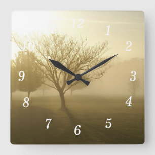 Ozarks Misty Golden Morning Sunrise Horloge murale