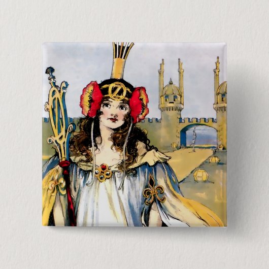 "Ozma of Oz" van John R Neill Vierkante Button 5,1 Cm (Voorkant)