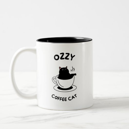 Ozzy Cat Noir Mug - Cosy Feline Vibes (Gauche)