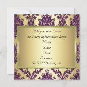 P1 Elegant Gold Purple Damask Invitation Modèle (Dos)
