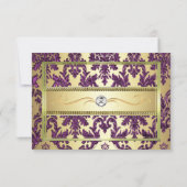 P1 Gold Purple Damask Enregistrer la carte Date (Dos)
