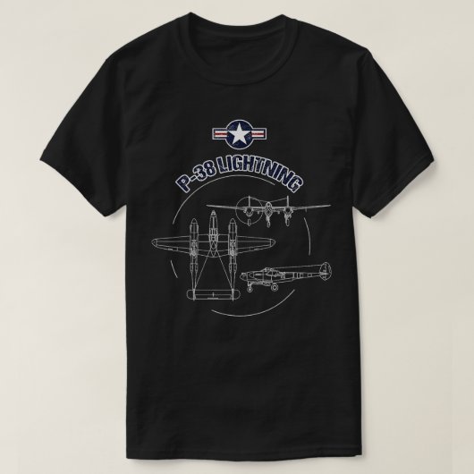 P38 Lightning USAF Warbird Plane WW2 Vliegtuig Gif T-shirt (Design voorkant)