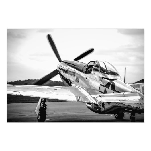 P51 Mustang B&W Foto Afdruk (Voorkant)