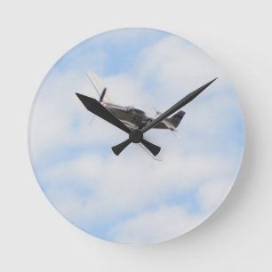 P51 Mustang in vlucht Ronde Klok