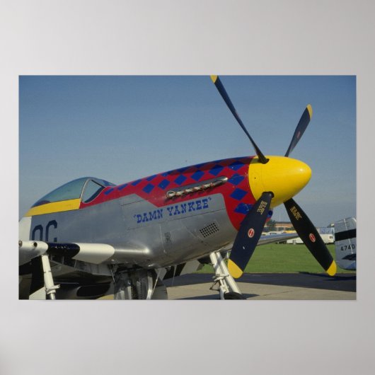 P51 Mustang, neushoorn/propeller met neuskunst Poster (Voorkant)