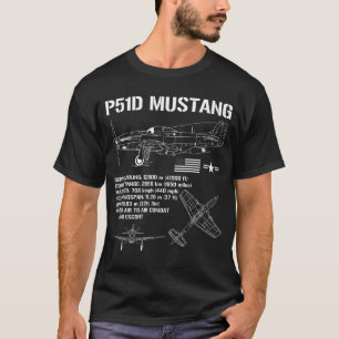 P51 Mustang WWII Fighter Specs Militair Vliegtuig T-shirt