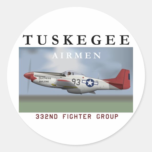 P51D 332e Vuurgroep Ronde Sticker (Voorkant)