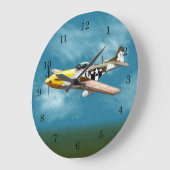 P51D Mustang wandklok Grote Klok (Hoek)