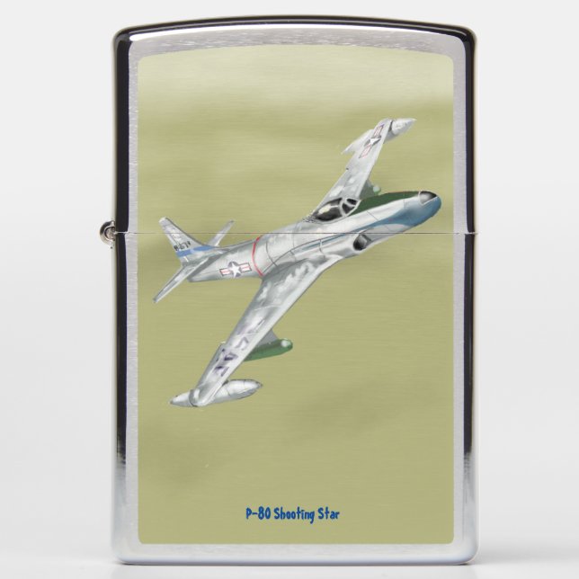 P80 Shooting Star 1950s Jet Fighter Zippo. (Voorkant)