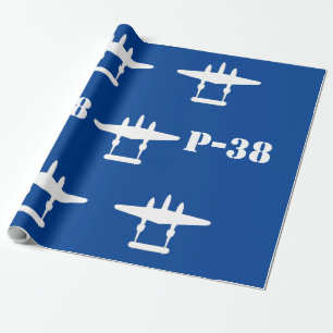 P-38 Bliksem Blauw & Wit Cadeaupapier