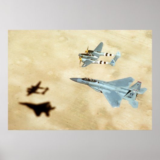 P-38 Bliksem en F-15 Eagle Poster (Voorkant)