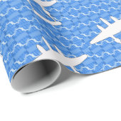 P-38 Bliksem Wit op Blauw Cadeaupapier (Rol Hoek)