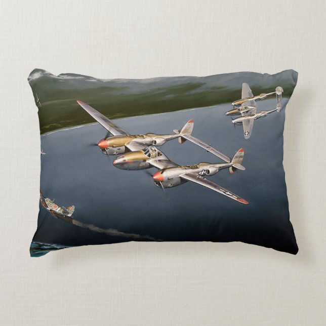 P-38 Blikseminslag tijdens vlucht Accent Kussen (Voorkant)