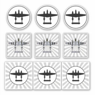P-38 D-dagstrepen en zilhouette stapelbare vinyl Sticker