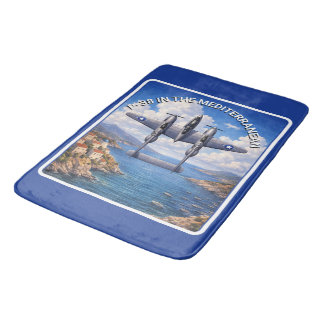 P-38 Lightning boven de Middellandse Zee Badmat
