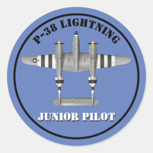 P-38 Lightning Junior Pilot Ronde Sticker