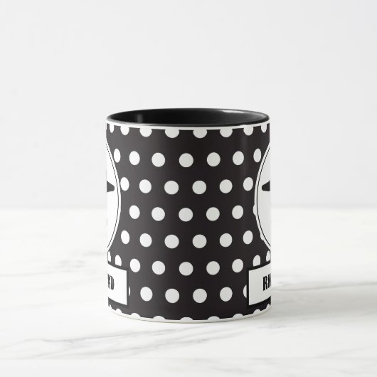 P-38 Silhouet in witte cirkel op zwart Mok (Midden)