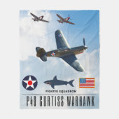 P-40 CURTISS WARHAWK FIGHTER SQUADRON FLEECE DEKEN (Voorkant)