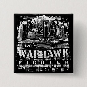 P-40 Warhawk Vierkante Button 5,1 Cm